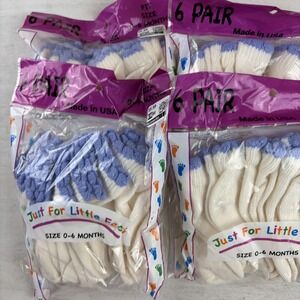 Just For Little Feet Socks 4-6packs 0-6 Months, Baby Made in USA-24 Socks- NEW